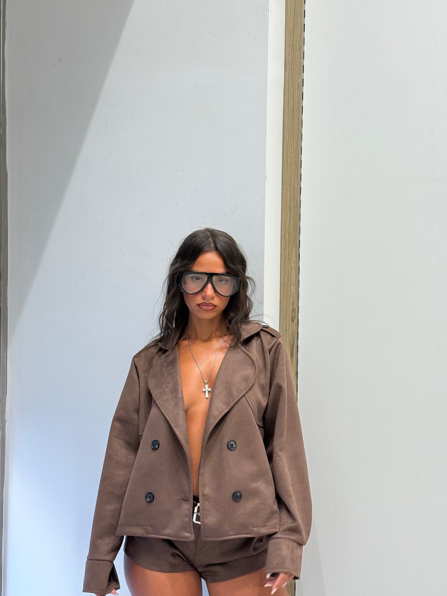 CROP TRENCH IN CAMOSCIO MARRONE