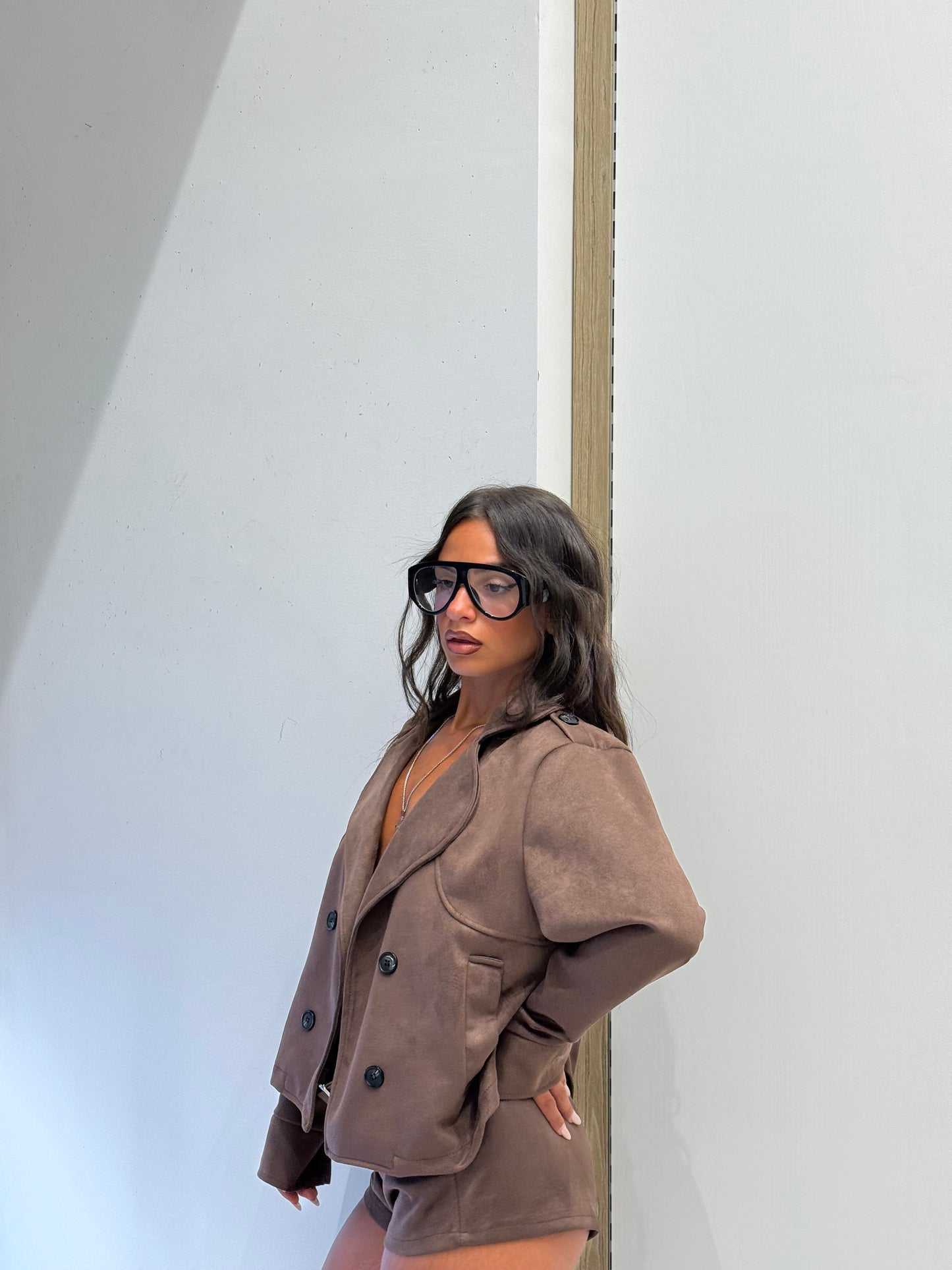 CROP TRENCH IN CAMOSCIO MARRONE