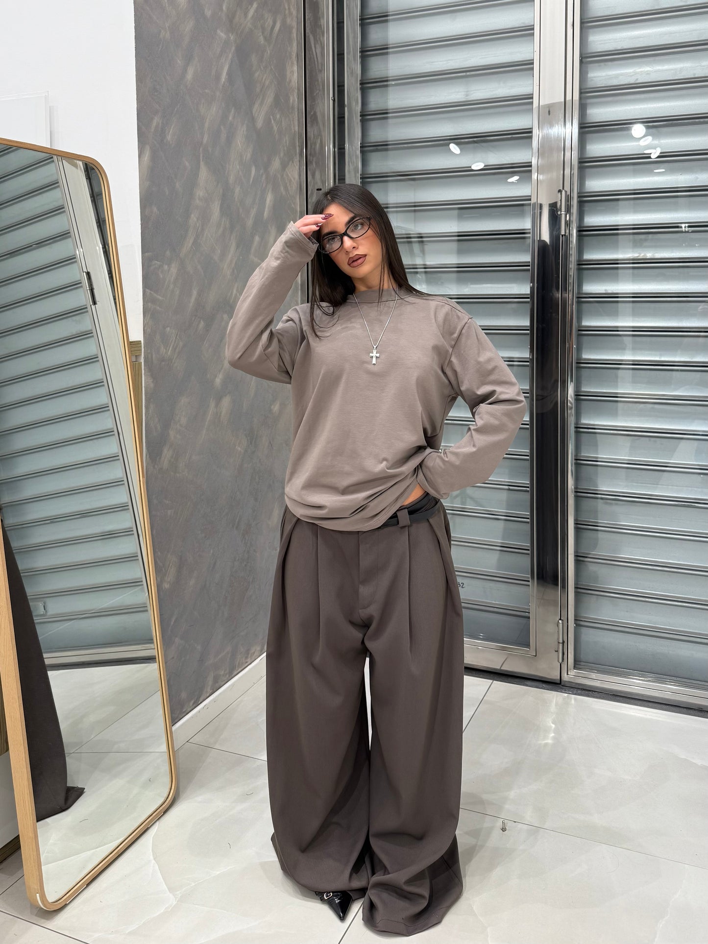 SHIRT LONGSLEEVE CUCITURA FANGO