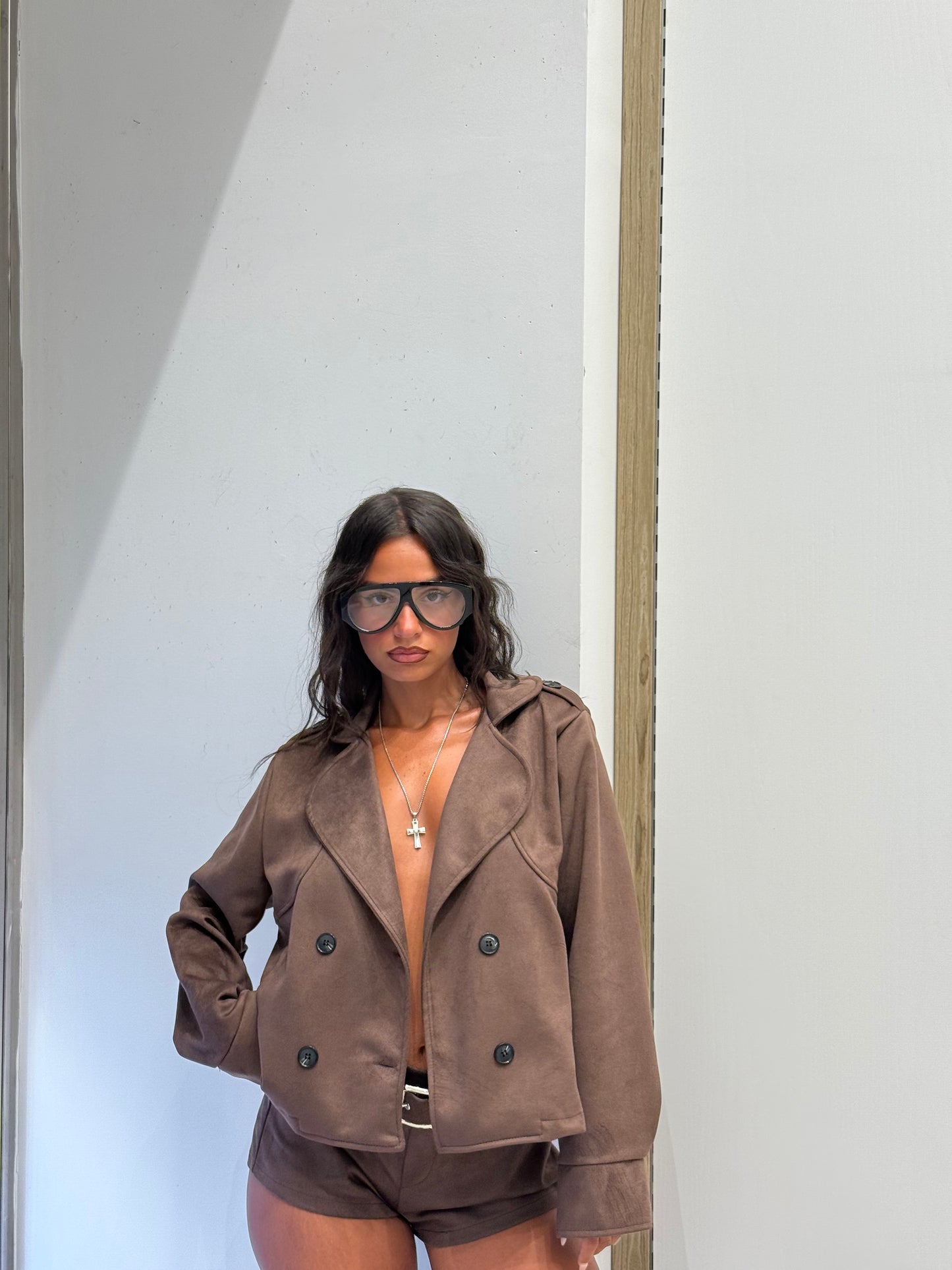 CROP TRENCH IN CAMOSCIO MARRONE