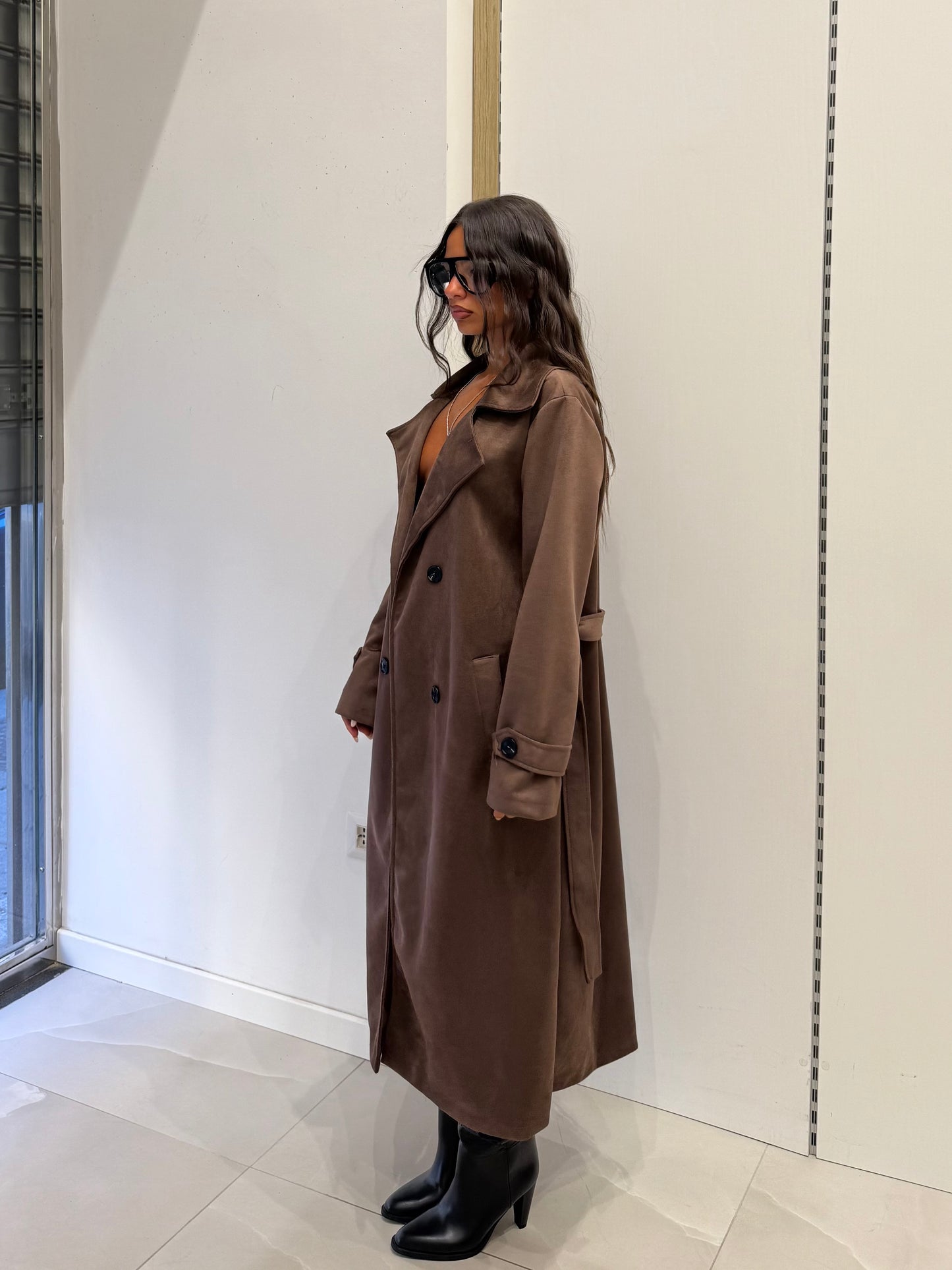 TRENCH CAMOSCIO MARRONE