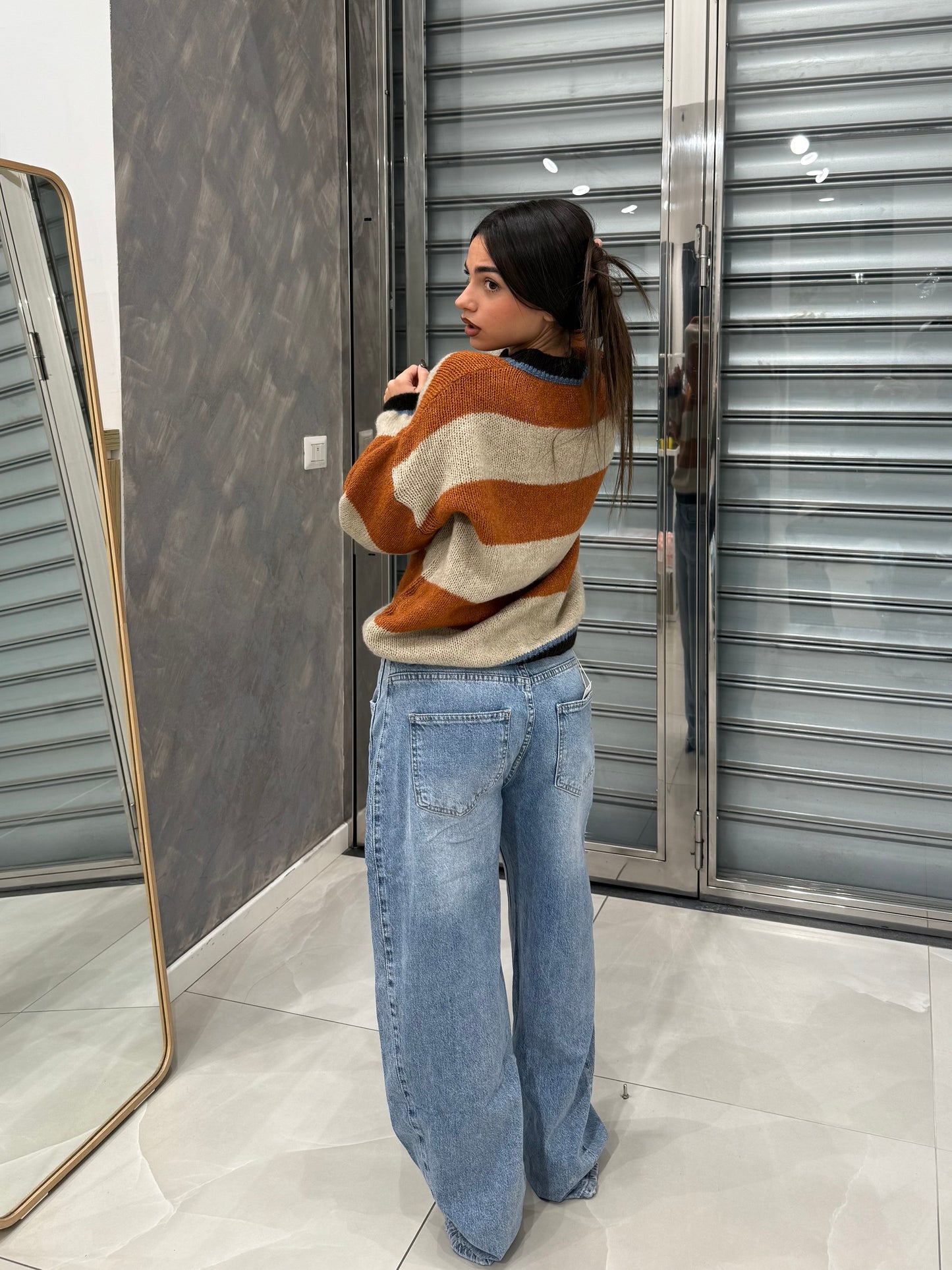 MAGLIONE A RIGHE ORANGE