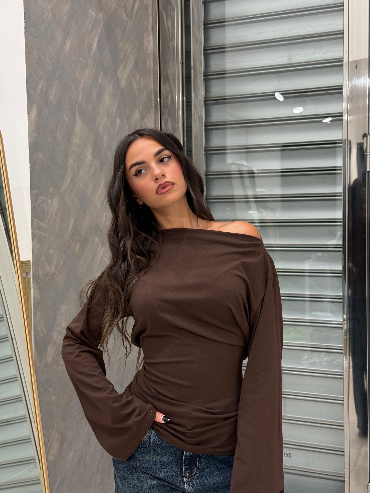 MAGLIA LACES MARRONE