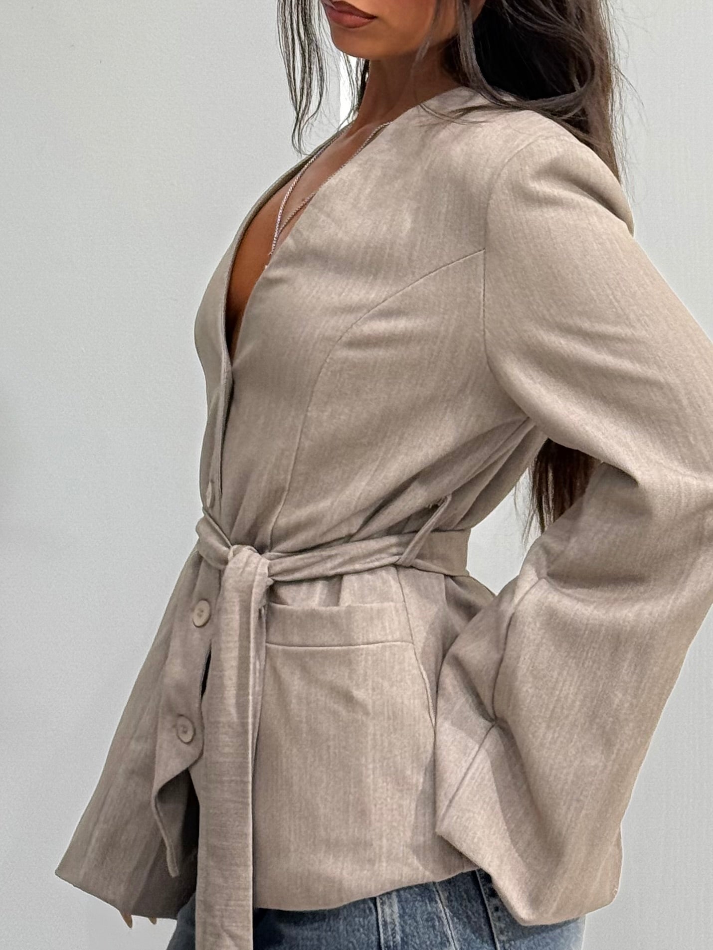 BLAZER EFFETTO BUSTINO FANGO