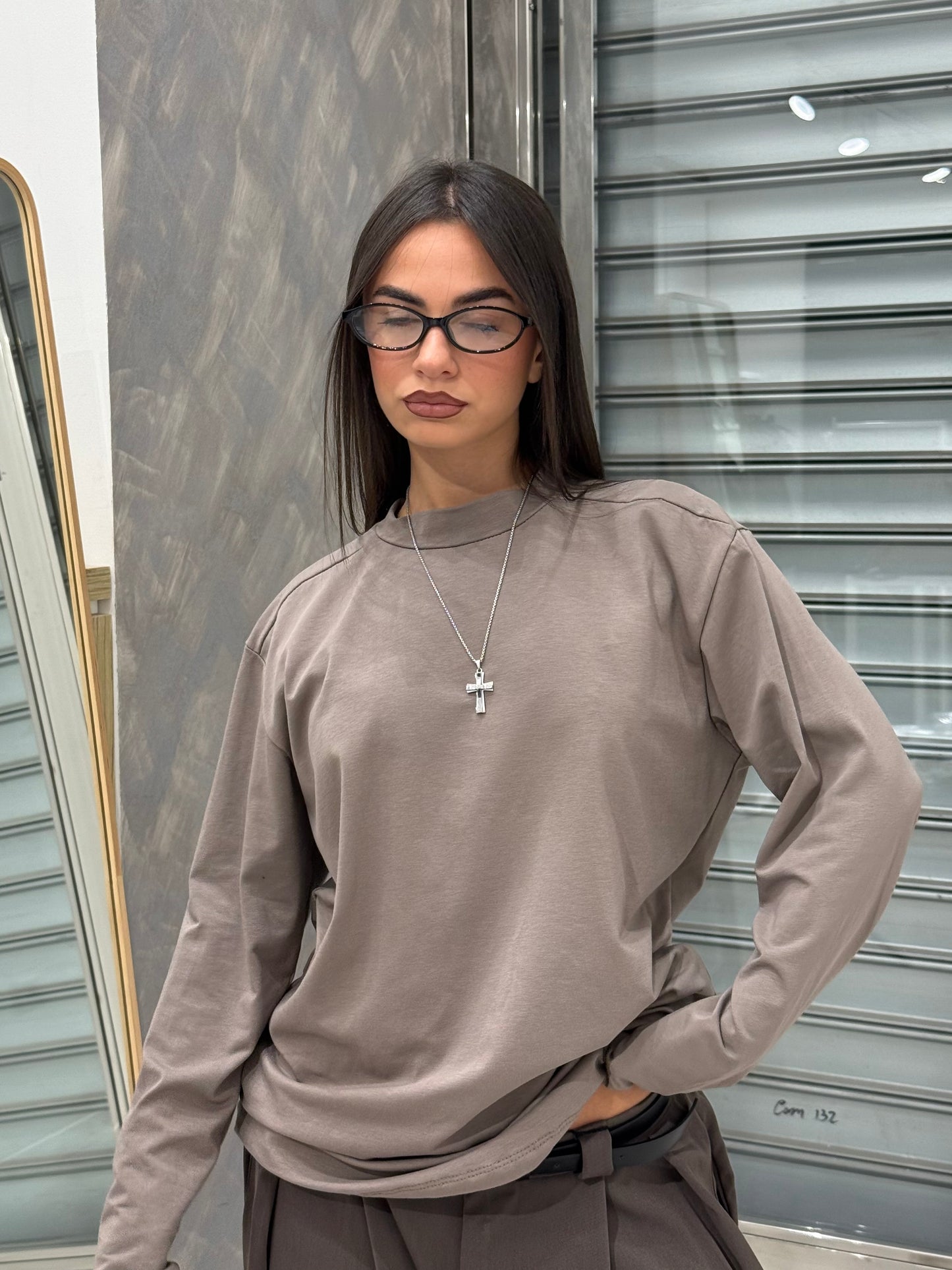 SHIRT LONGSLEEVE CUCITURA FANGO