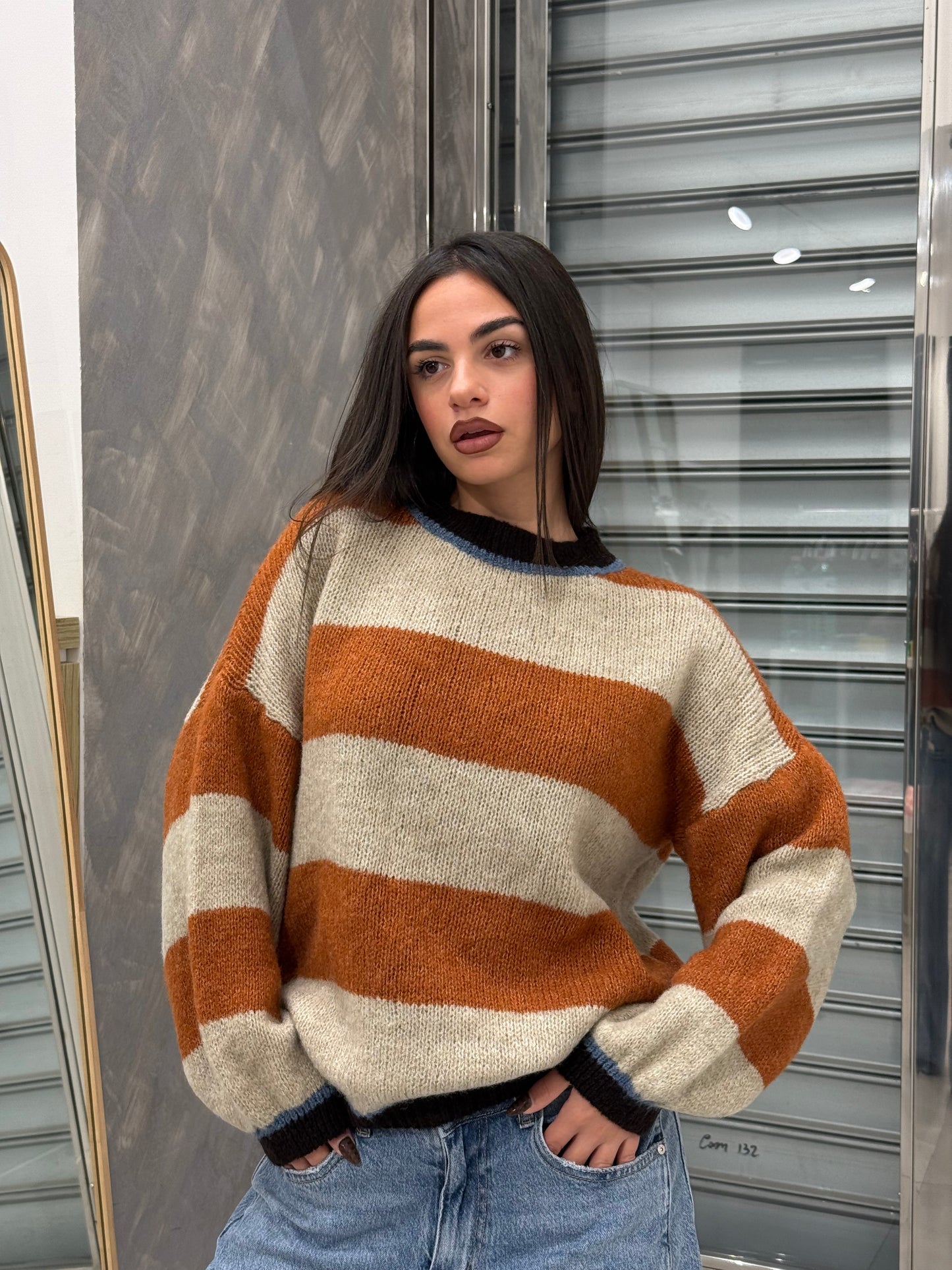 MAGLIONE A RIGHE ORANGE