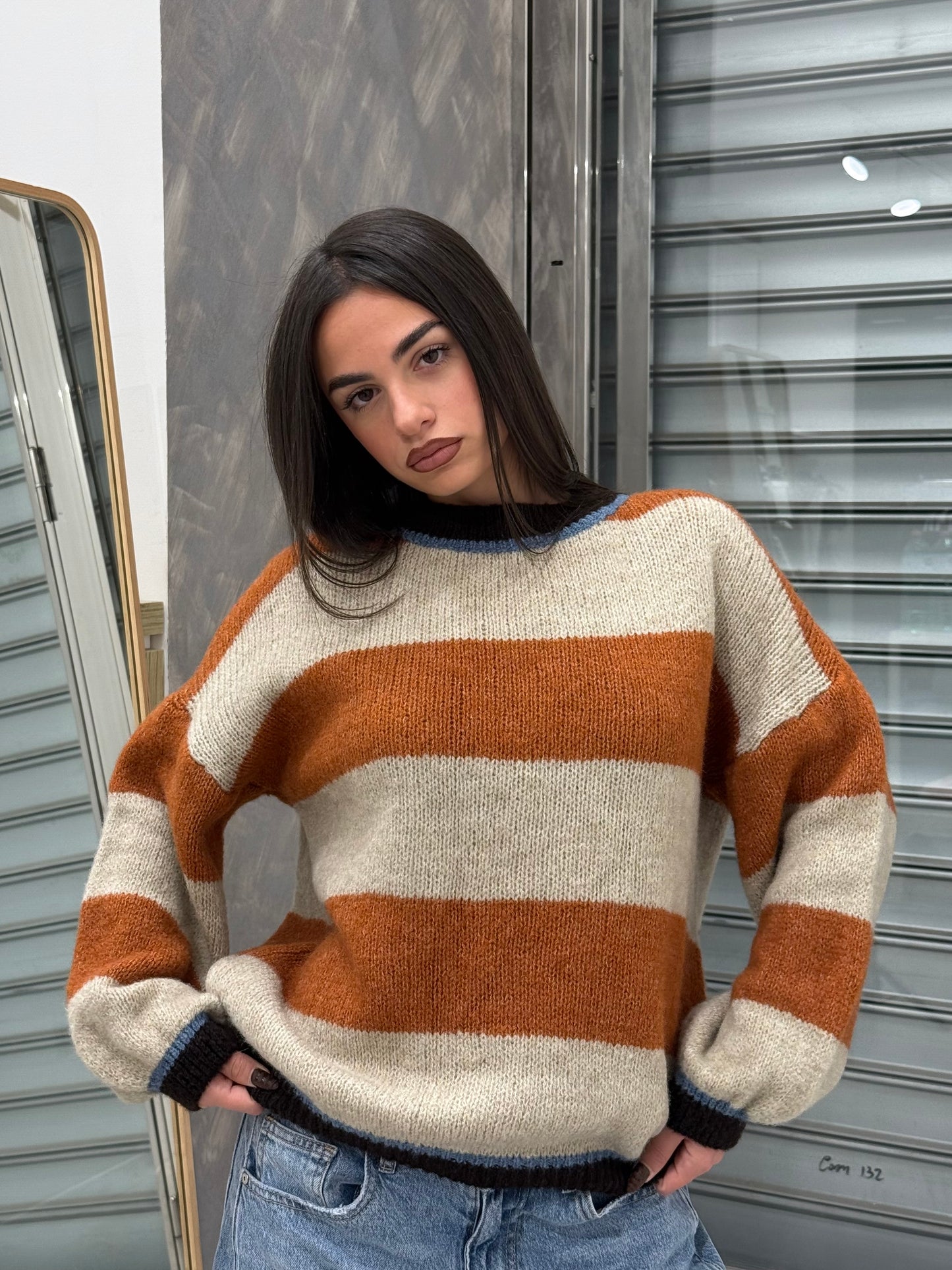 MAGLIONE A RIGHE ORANGE