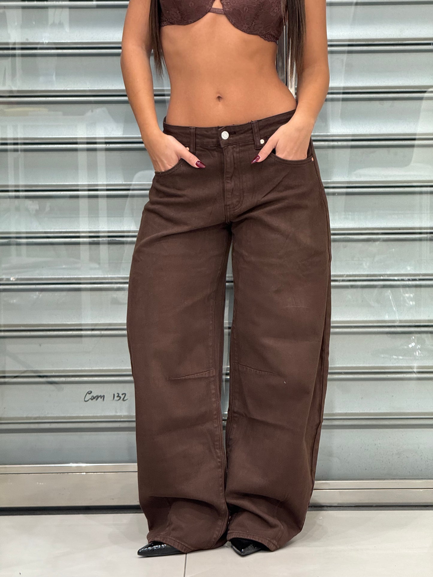 JEANS BALLOON MARRONE