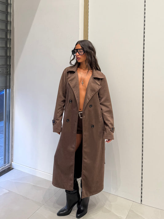 TRENCH CAMOSCIO MARRONE