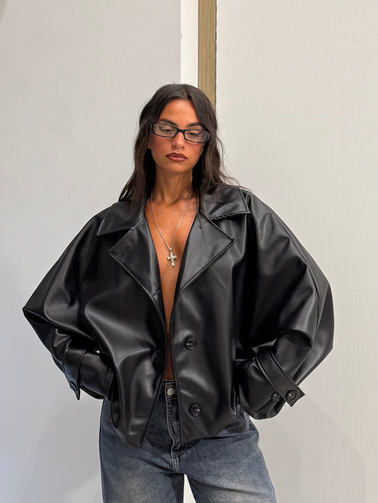 CROP TRENCH IN ECOPELLE NERO