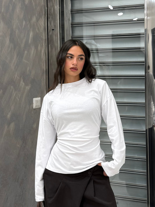 T-SHIRT EFFETTO BUSTINO LUNGA BIANCA
