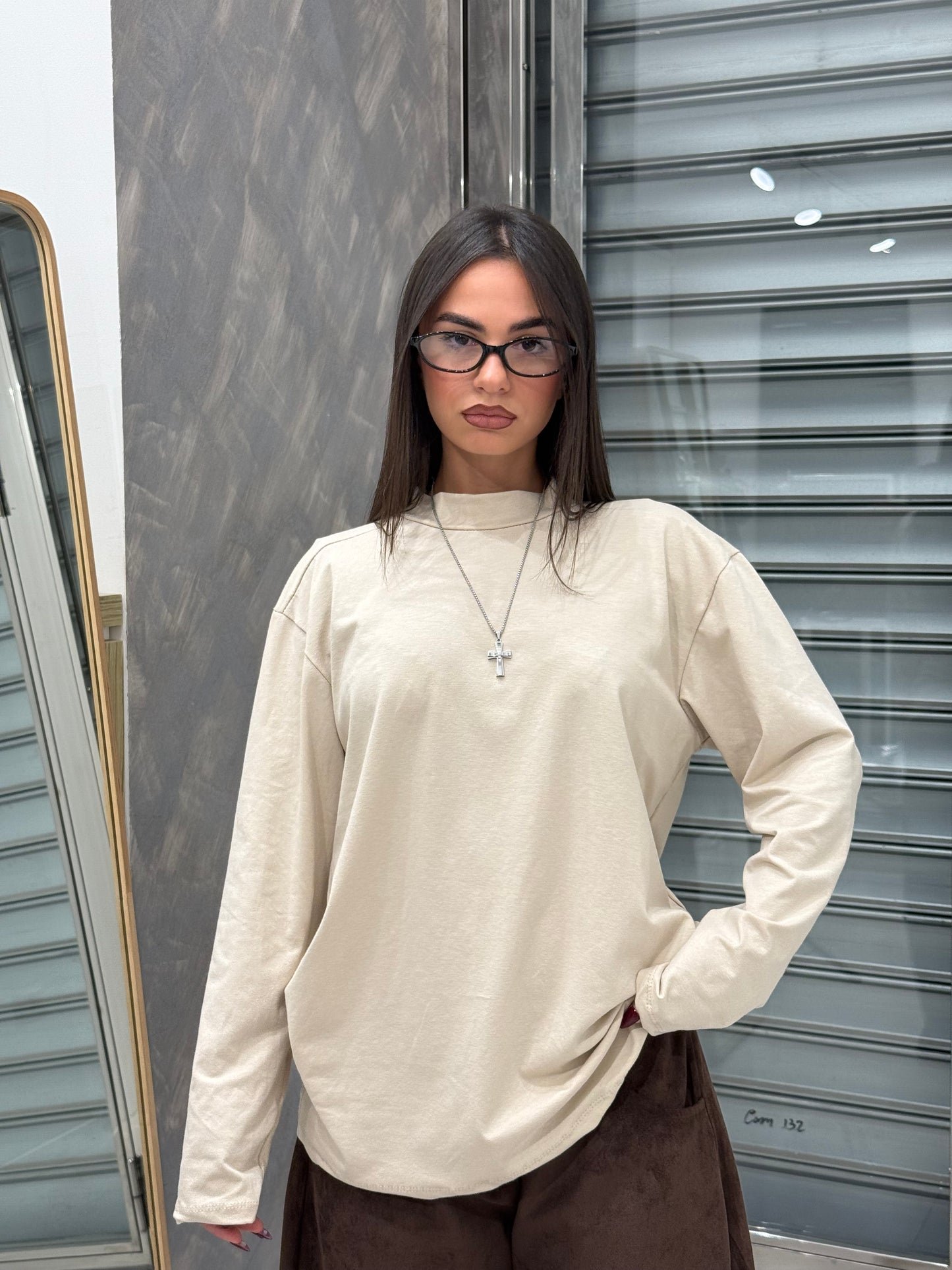 SHIRT LONGSLEEVE CUCITURA CREMA