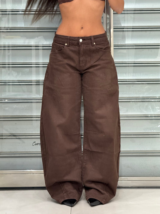 JEANS BALLOON MARRONE