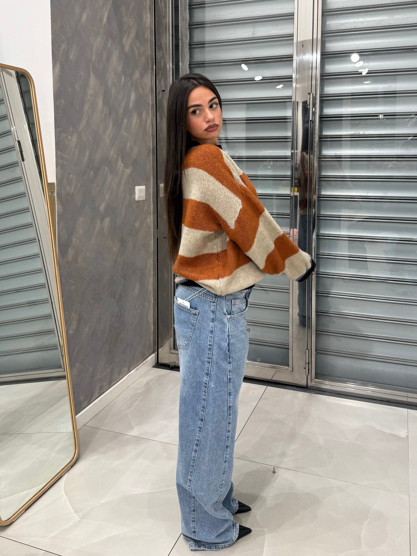 MAGLIONE A RIGHE ORANGE