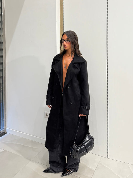 TRENCH CAMOSCIO NERO