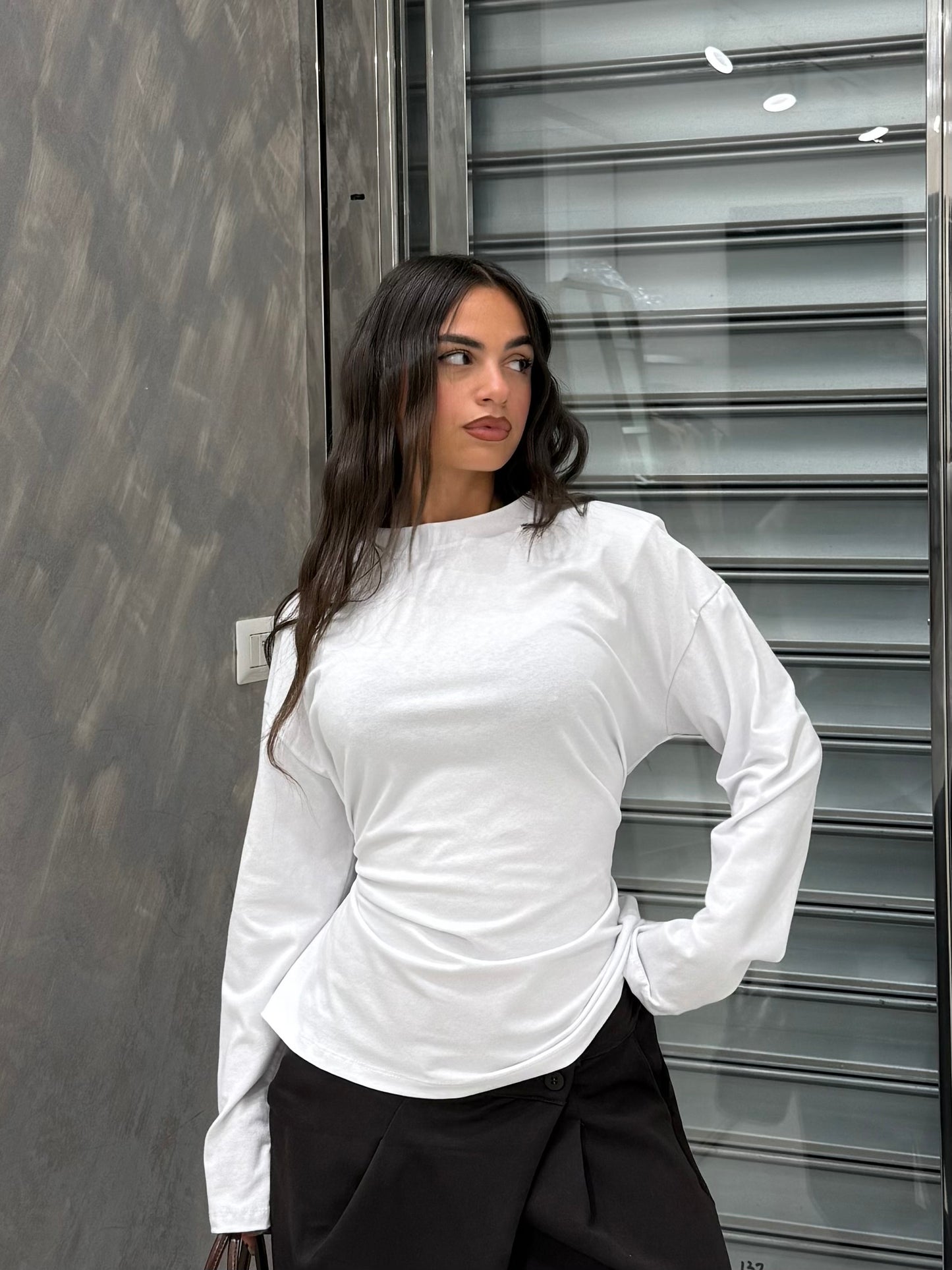 T-SHIRT EFFETTO BUSTINO LUNGA BIANCA