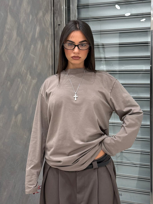 SHIRT LONGSLEEVE CUCITURA FANGO