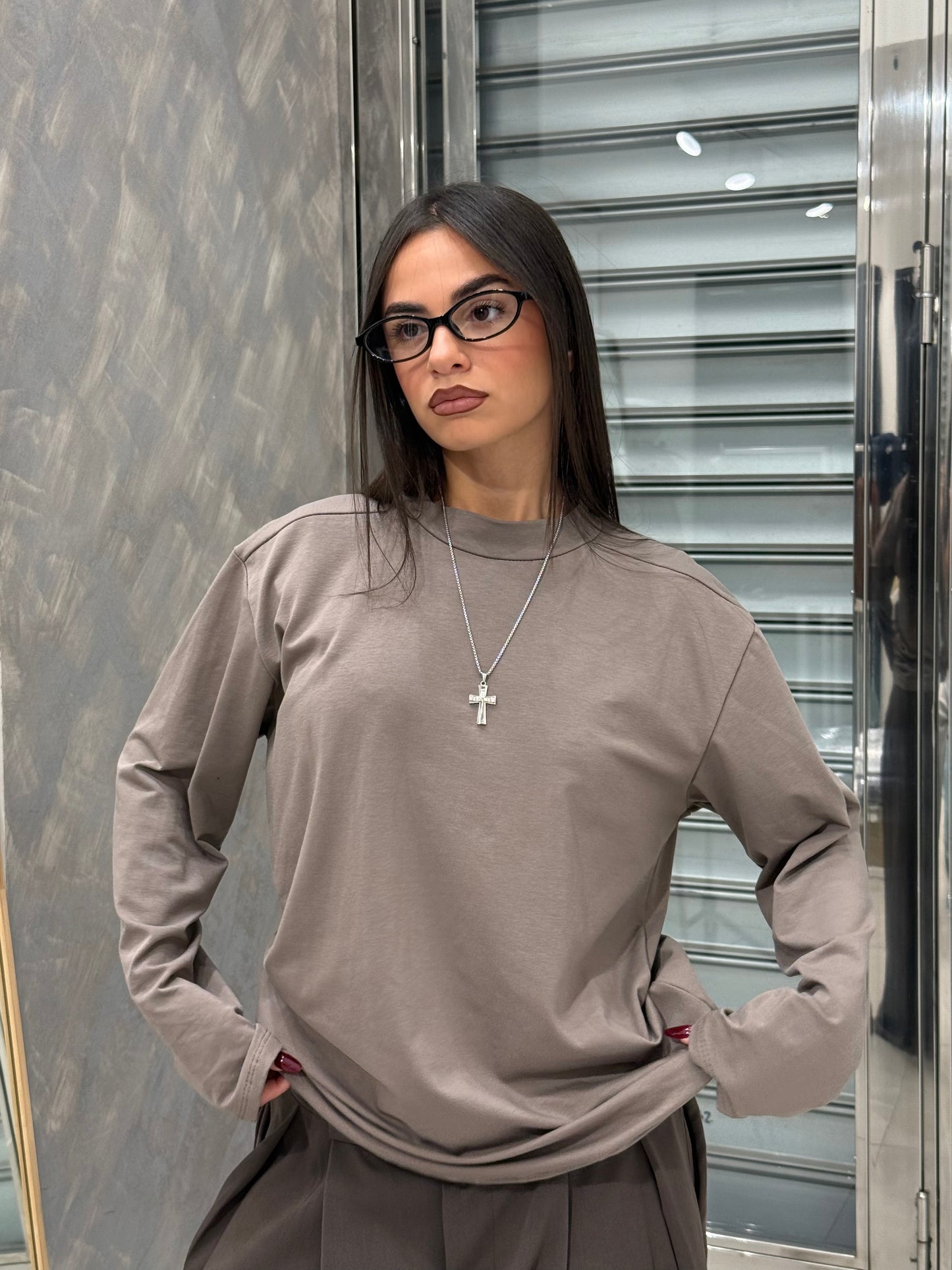 SHIRT LONGSLEEVE CUCITURA FANGO