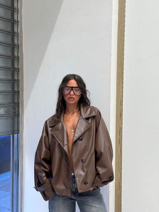CROP TRENCH IN ECOPELLE CHOCO