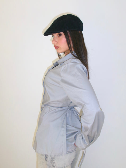 CAMICIA EFFETTO BUSTINO IN COTONE GRIGIA