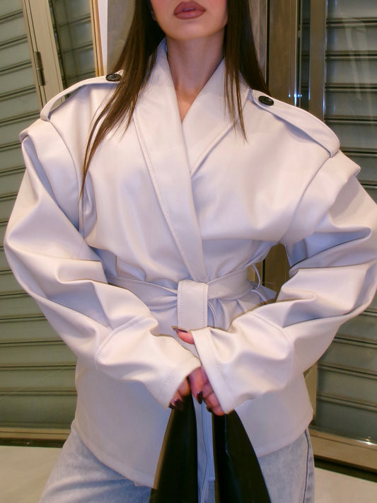 GIACCA IN ECOPELLE HAILEY BEIGE CHIARO