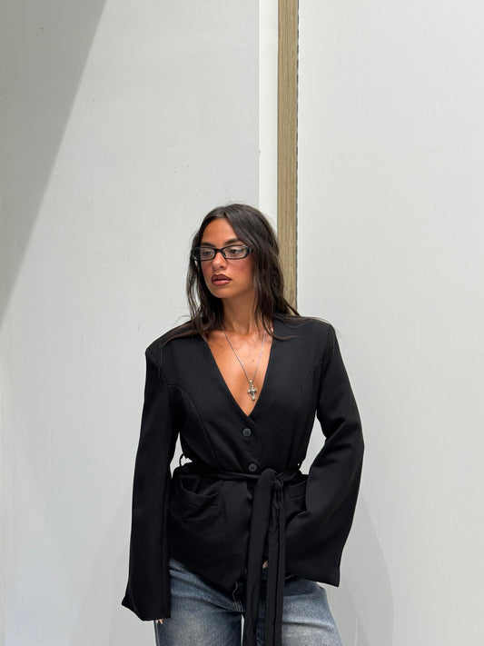 BLAZER EFFETTO BUSTINO NERO