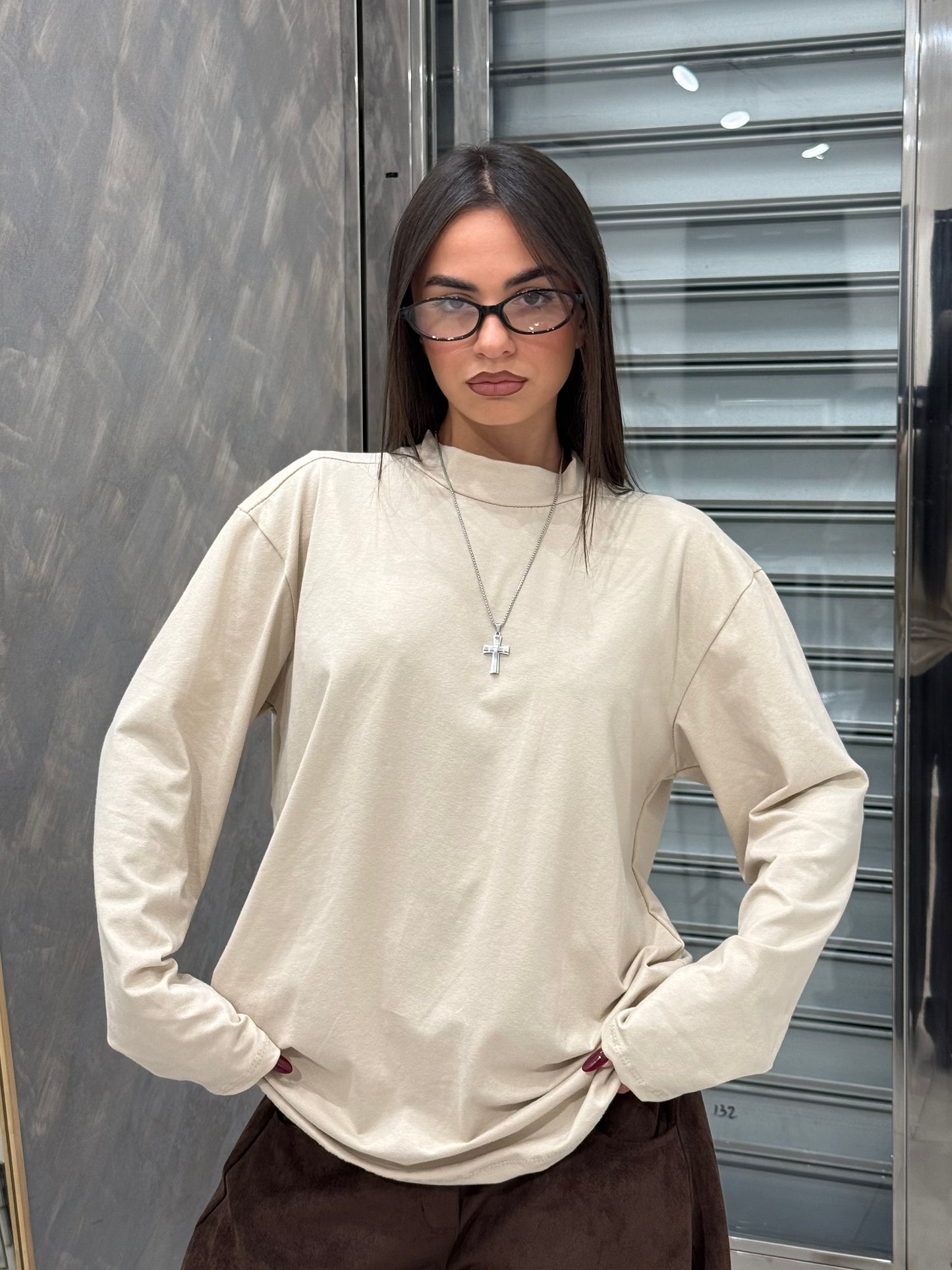 SHIRT LONGSLEEVE CUCITURA CREMA