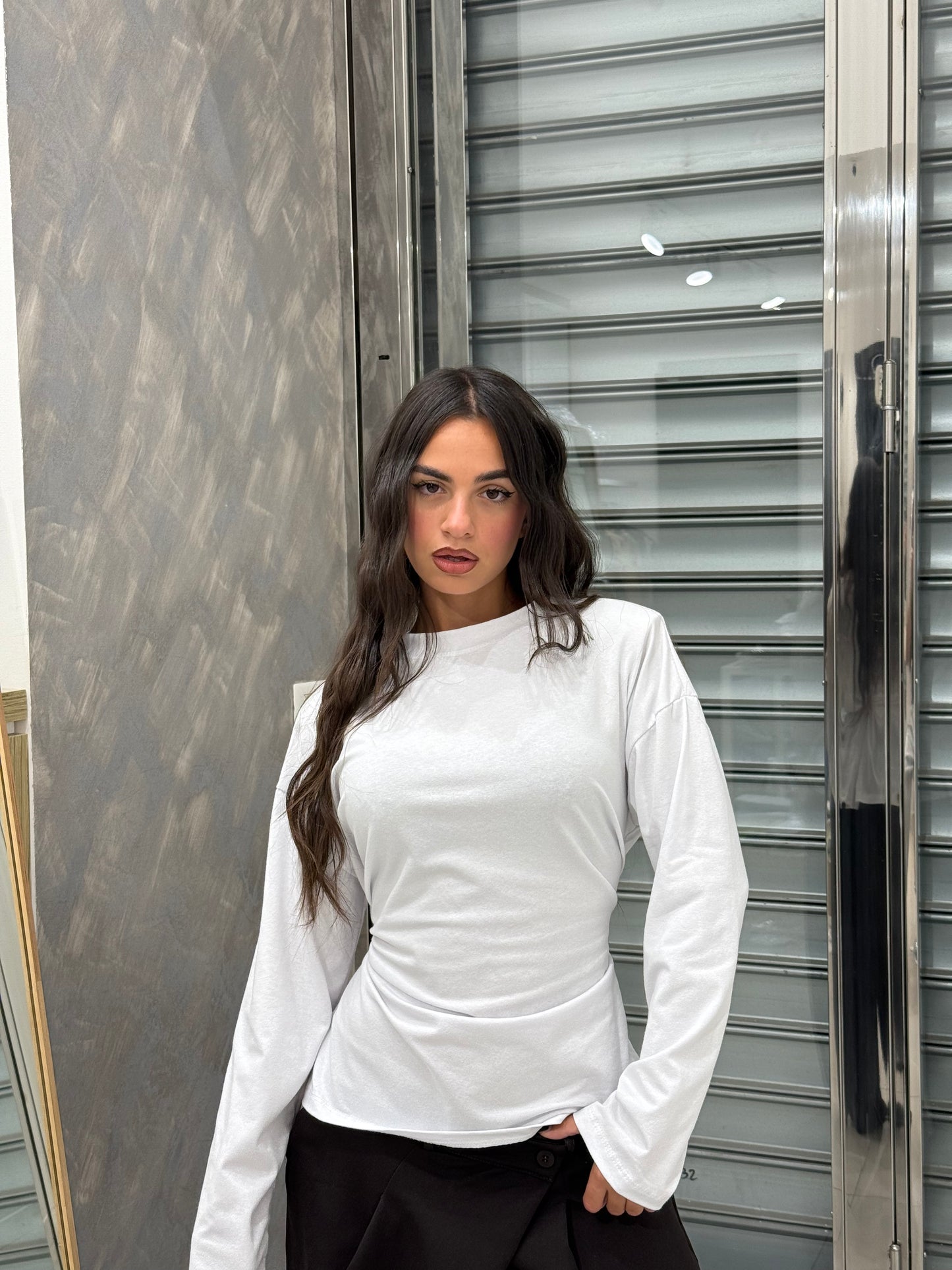 T-SHIRT EFFETTO BUSTINO LUNGA BIANCA